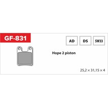 Brake pads GF 831 AD MTB HOPE (without spring, feather, pepper)